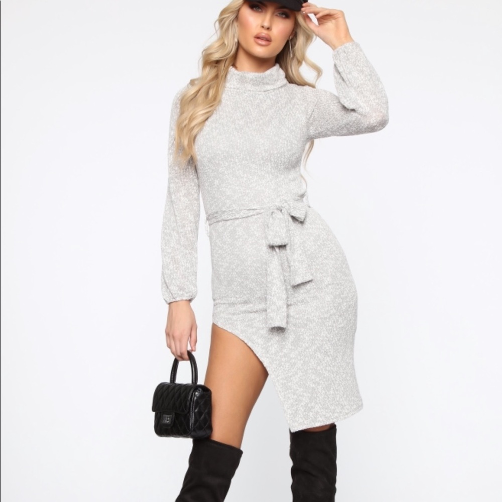 Fashion nova gray sweater dress - small